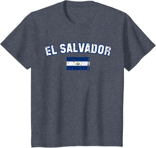Vista 55 de EL SALVADOR Bandera Vintage Hombres Mujeres Niños Camiseta EL SALVADOR