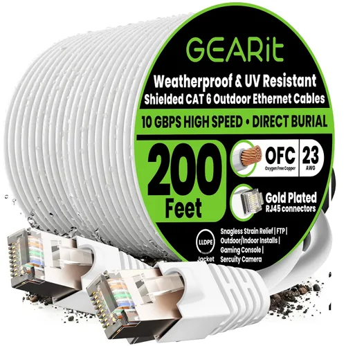Vista 15 de GEARit - Cable Ethernet Cat6 para exteriores (3 m) 23AWG de cobre puro, FTP, LLDPE, impermeable, entierro directo, en tierra, resistente a UV, POE