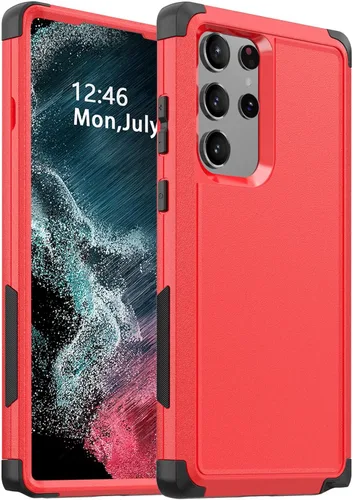 Vista 12 de Funda para Samsung Galaxy S25 Plus y S24 Plus - A prueba de golpes y caídas [con pantalla de vidrio templado y protectores de cámara] Protección Rojo
