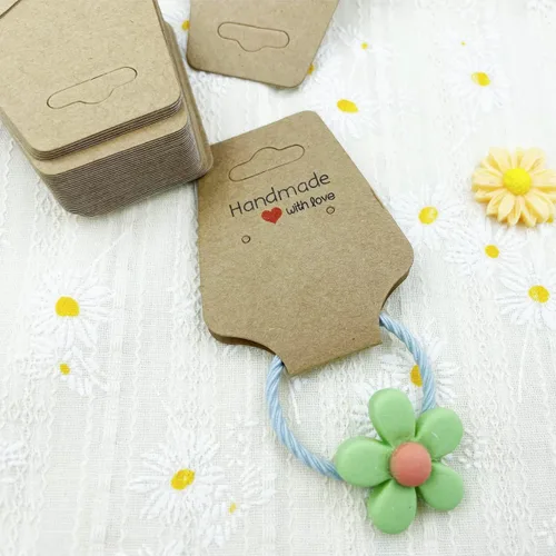 Vista 7 de Tarjetas de exhibición de pulsera, 100 collares, tarjetas autoadhesivas, embalaje de joyas para pequeñas empresas, tarjetas de papel kraft