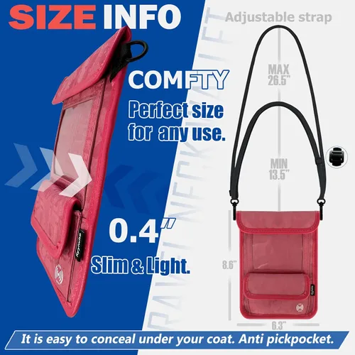 Vista 4 de Billetera de viaje, con bloqueo RFID, carteras para pasaporte para mujer, impermeable, delgada, carteras de mujer, cartera antirrobo para teléfono