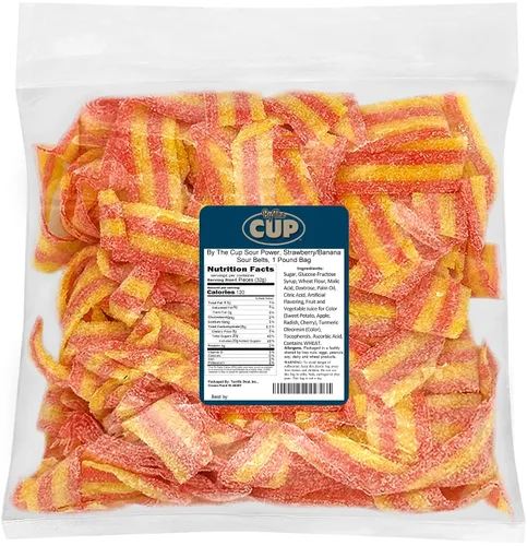 Vista 14 de By The Cup Berry Blue Sour Belts, bolsa a granel de 1 lb Sweet & Sour Berry Blue - Tiras masticables para fiestas, bolsas de golosinas, bufés