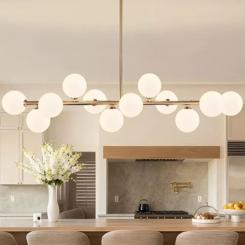 Vista 10 de Candelabros lineales para comedor de 10 luces, lámpara lineal moderna Sputnik, lámpara de techo Sputnik, luces de isla de 40 pulgadas para cocina
