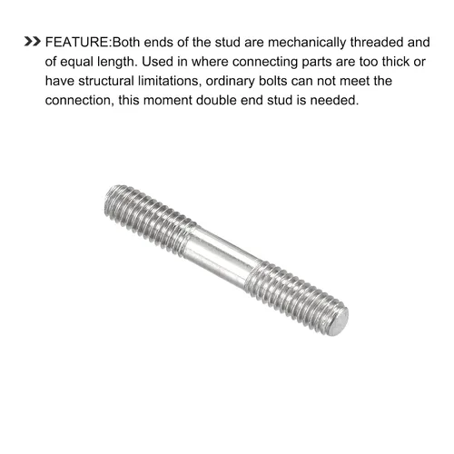 Vista 4 de METALLIXITY Tornillos de doble extremo (rosca M3, 0.787 in de longitud), 20 unidades, acero inoxidable 304, pernos de varilla roscados dobles