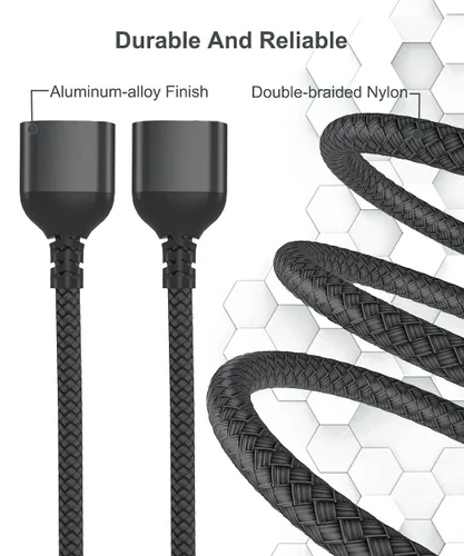 Vista 4 de RUXELY Adaptador USBC macho a doble USB hembra de 3.3 pies, adaptador dual USB-C a USB-A Divisor OTG, Thunderbolt 4 a puerto de expansión USB
