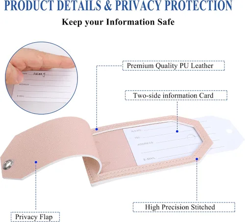 Vista 3 de Casmonal Etiquetas para equipaje con cubierta de privacidad completa y argollas de acero