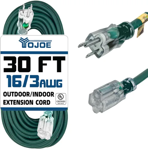Vista 46 de YOJOE Cable de Extensión, Cable de Alimentación de 3 Clavijas 13A Resistente a la Intemperie, Cable de Extensión Marrón de Servicio Pesado Calibre
