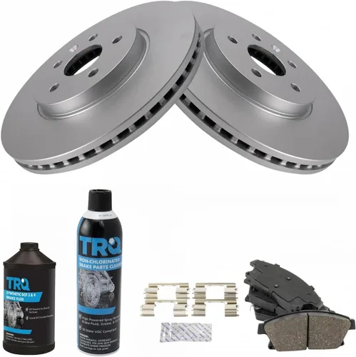 Vista 3 de TRQ Kit de pastillas de freno delantero y rotor, kit químico de freno, pastillas de freno, rotor de freno, cerámica premium, recubierto G