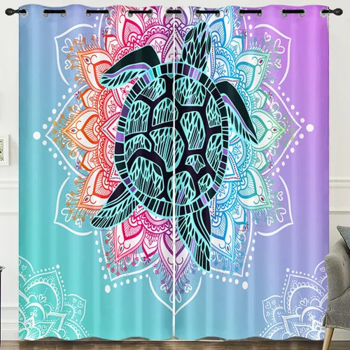 Vista 10 de HOSIMA Cortinas de tortuga marina, cortinas con temática de animales costeros azules para niñas, sala de estar, dormitorio, decoración de baño, 2