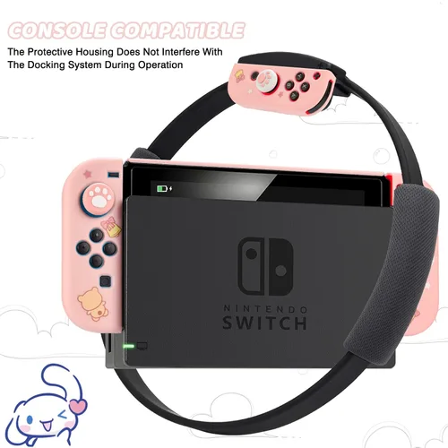 Vista 7 de DLseego Dockable Protective Case for Switch, Newest Pattern Cover with Anti-Scratch and Shock-Absorption Design Hard Cover with 2 pcs Thumb Grips
