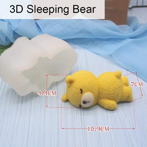 Vista 7 de Molde de silicona para jabón y gelatina de pastel de oso dormido 3D