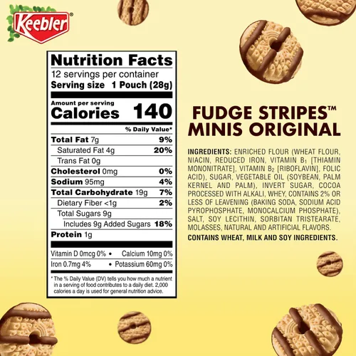 Vista 5 de Keebler Minis de galletas Fudge Stripes Original, 12 unidades, paquete de 4