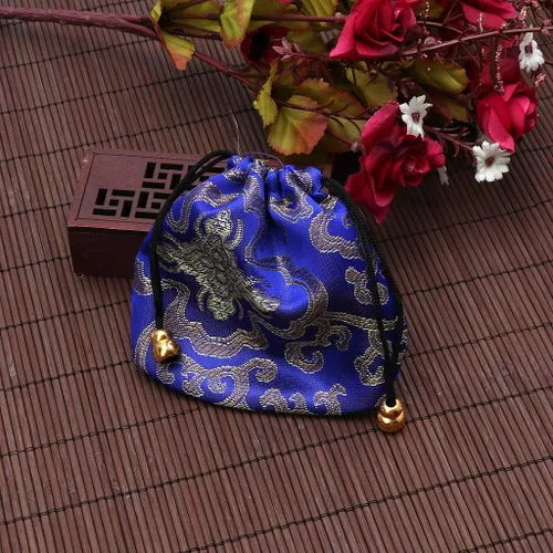 Vista 2 de Bolsa de viaje de seda tradicional bolsa de joyería bordada china clásica organizador - rojo