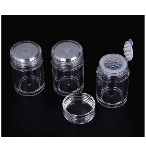 Vista 8 de RAYNAG 6 botellas vacías de polvo suelto para viajes, cosméticos con purpurina en polvo, para sombra de ojos, botella agitadora con tamiz y tapas