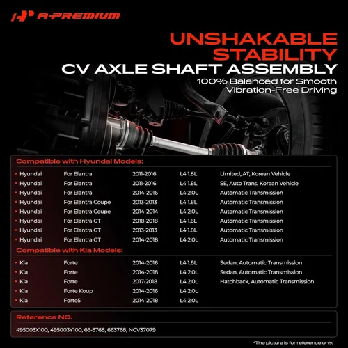 Vista 2 de A-Premium Conjunto de eje de transmisión CV Compatible con Hyundai Elantra 2011-2016, Elantra Coupe 2013 2014, Elantra GT 2013-2018 y Kia Forte