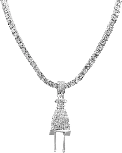 Vista 6 de Bling Hip Hop - Colgante de lujo cubierto con diamantes de imitación transparentes, pulsera cubana helada y juego de regalo de anillo brillante