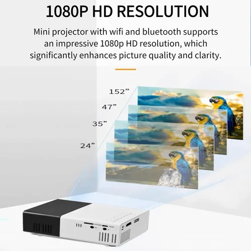 Vista 7 de Mini proyector portátil 1080P HD para cine en casa de los niños con opciones blancas y negras