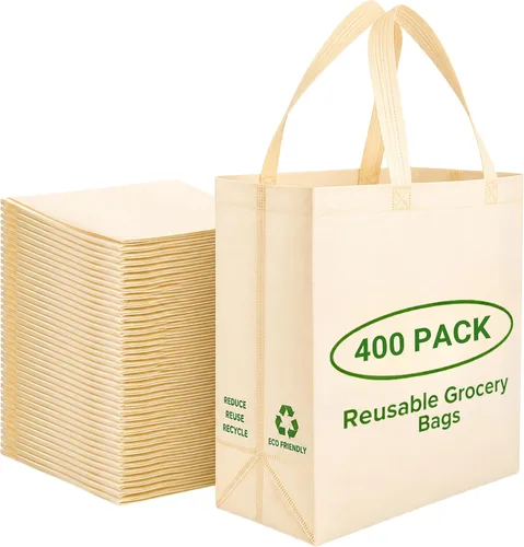 Vista 18 de Simply Cool Paquete de 200 bolsas de compras negras reutilizables ecológicas de 12.6 x 6.3 x 11.8 pulgadas, duraderas, ecológicas, reciclables Negro