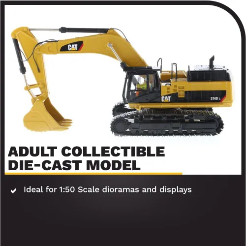 Vista 3 de Diecast Masters Excavadora Caterpillar 374D L 1:50 High Line Series Cat Trucks y equipo de construcción Modelo a escala 1:50 coleccionable
