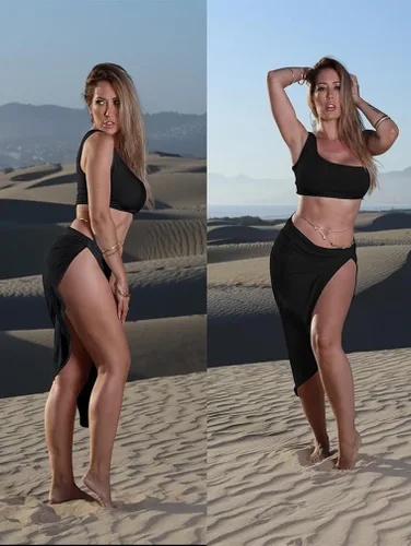 Vista 4 de BEAGIMEG - Vestido sexy de dos piezas falda y top un hombro desnudo