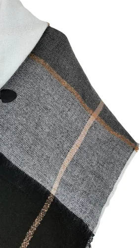 Vista 32 de Moss Rose Chal de viaje para mujer, capa tipo poncho de frente abierto para otoño e invierno