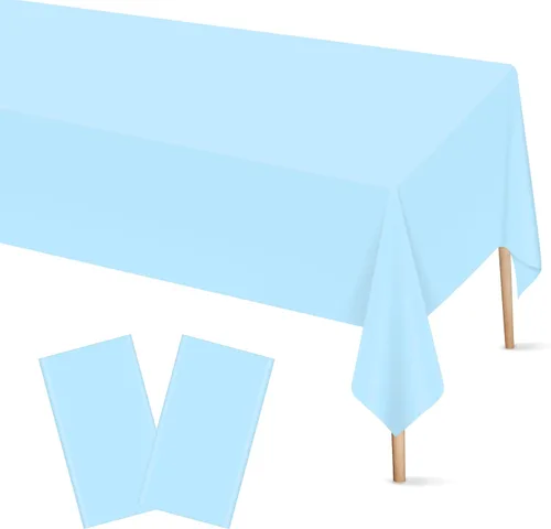 Vista 46 de Mulbozy 2 piezas de mantel de plástico negro para mesa rectangular, 54 × 108 pulgadas, fundas desechables de mesa para fiestas negras