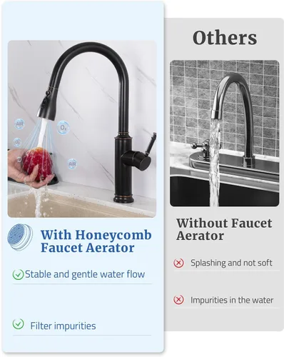 Vista 7 de Kitchen Faucet Spray Head Replacement, Pull Down Sprayer with 15 Adapters Bronce frotado con aceite