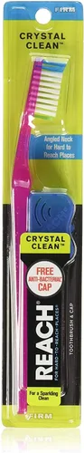 Vista 8 de Reach Crystal Clean - Cepillo de dientes con cerdas firmes, 1 unidad, paquete de 6 Cuello en ángulo, cerdas de dos niveles, limpieza de línea