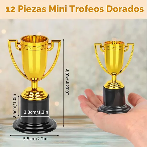 Vista 2 de Mini trofeos, 12 trofeos de oro, trofeos de plástico, tazas de trofeo de 4 12