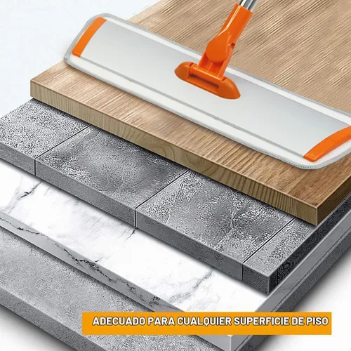 Vista 6 de Trapeador plano de microfibra húmedo-seco con mango ajustable de acero inoxidable de 51 pulgadas, 4 almohadillas reutilizables para trapear húmedo
