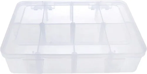 Vista 6 de Xiaoyztan Organizador de plástico transparente de 8 rejillas con divisores ajustables, joyero de almacenamiento de cuentas para piezas pequeñas