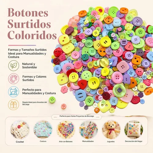Vista 2 de Alrededor de 1000-1200 botones de resina de varios tamaños para manualidades, costura, bricolaje, pintura manual de botones, botones de adorno