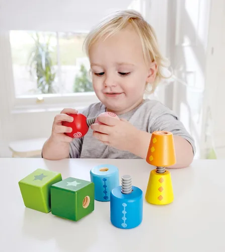 Vista 7 de Hape Juego de aprendizaje de bloques de construcción de madera Twist and Turnables