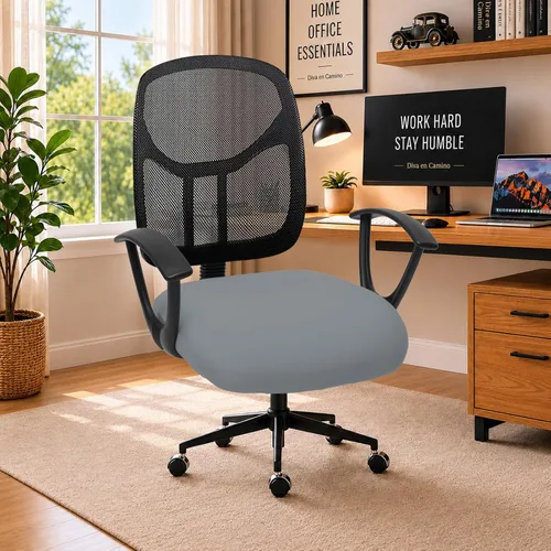 Vista 40 de Fundas elásticas resistentes al agua para sillas de computadora - Protectores lavables para respaldo giratorio y asiento para mascotas - Negro