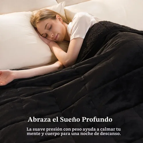Vista 2 de Sivio Manta con peso para adulto, tamaño individual, 15 libras, 48 x 72 Negro