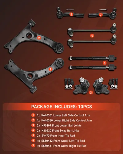 Vista 2 de Kit completo de suspensión delantera de 10 piezas para Toyota Corolla 2003 2004 2005 2006 2007 2008