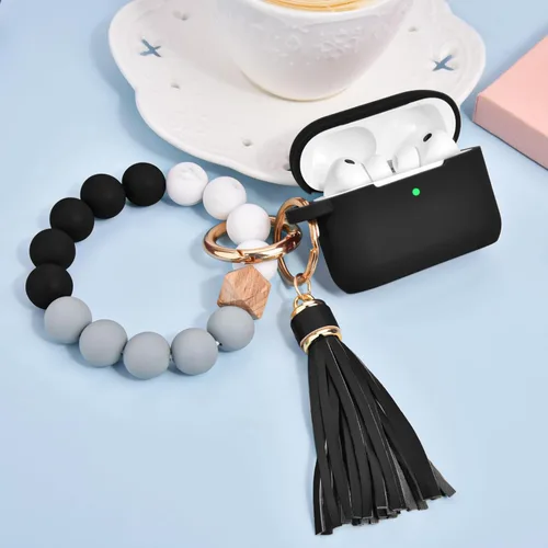 Vista 3 de Filoto Funda para AirPods Pro 3 (2025), funda protectora de silicona suave compatible con Apple AirPods Pro de 3ª generación con pulsera de cuentas