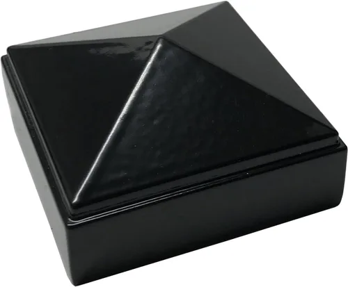 Vista 8 de Tapa de poste de pirámide de aluminio de 2 x 2 pulgadas para postes de metal, ajuste a presión, color negro con recubrimiento en polvo, resistente