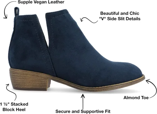 Vista 2 de Journee Collection Botas de gamuza sintética con punta redonda para mujer
