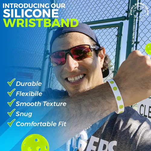 Vista 6 de Juego de calcomanías de pickleball – 9 divertidas calcomanías de vinilo + 10 pulseras de primer servidor – Accesorios de pickleball y regalos