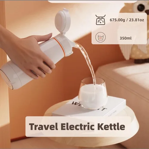 Vista 2 de Hervidor eléctrico de viaje, acero inoxidable 316, recargable por USB, calentador inalámbrico, portátil, 11.8 fl oz, con aislamiento térmico