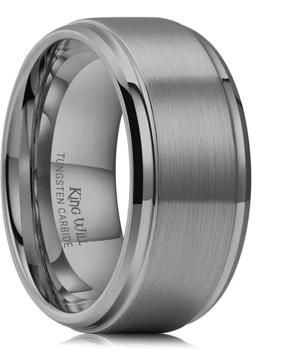 Vista 33 de King Will Anillo de Boda Clásico de Tungsteno para Hombre, Anillos de 6/7/8/9/10mm de Ancho, Acabado Pulido, Borde de Escalón Mate, Ajuste Cómodo