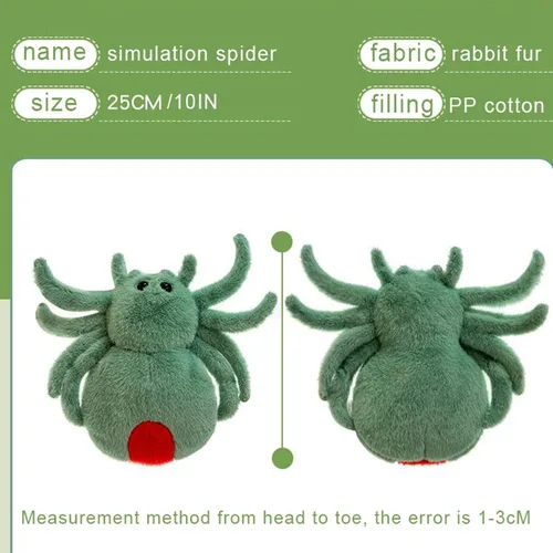 Vista 5 de Juguete de peluche de araña, suave peluche Kawaii de Halloween de 10 pulgadas, decoración de regalo para niños y adultos (negro)