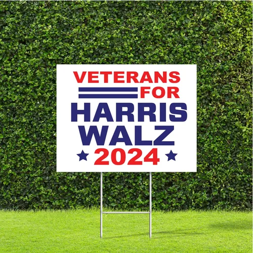 Vista 11 de Cartel de campaña electoral de Truth Hope Decency 2024 Biden/Kamala Harris con estaca de metal en H