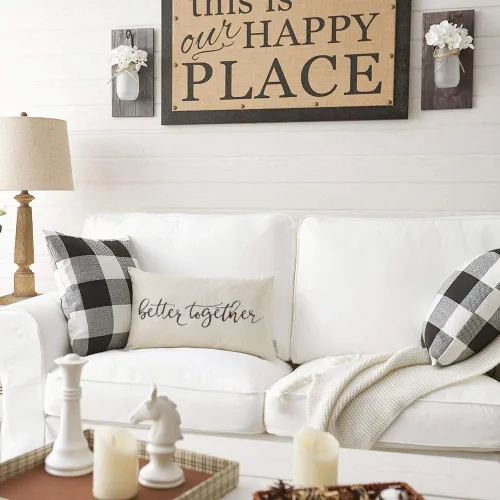 Vista 5 de Meekio Fundas de almohada de granja con frase "Better Together" de 12 x 20 pulgadas, decoración rústica de granja, fundas de almohada lumbar