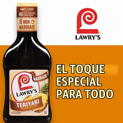Vista 23 de Lawry's Teriyaki con adobo de jugo de piña, 12 fl oz