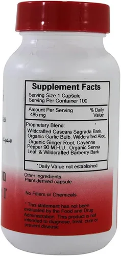 Vista 3 de Dr. Christopher's Quick Colon Parte 1 - 475 mg - 100 Cápsulas Vegetarianas