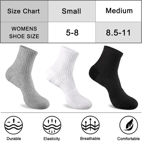Vista 2 de COOPLUS Calcetines tobilleros para mujer, atléticos, acolchados, de algodón, para correr, 6 pares