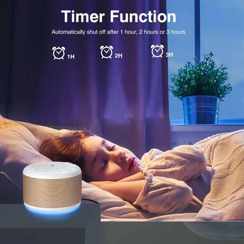 Vista 4 de Máquina de sonido de ruido blanco de madera maciza para bebés, adultos y niños, máquina de sonido para dormir con 24 sonidos relajantes, 8