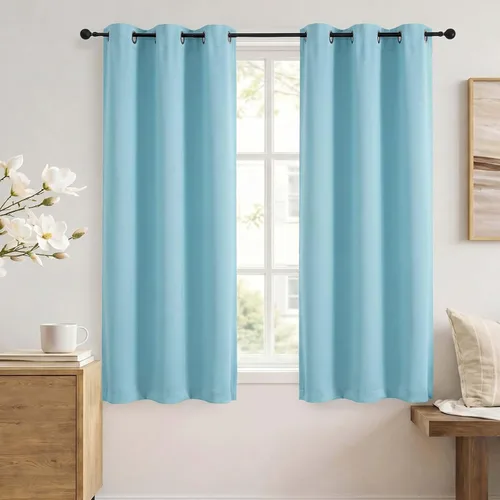 Vista 92 de Simplebrand Cortinas blancas puras de 96 pulgadas de largo para oscurecer la habitación, juego de 2 paneles para dormitorio/sala de estar, bloqueo